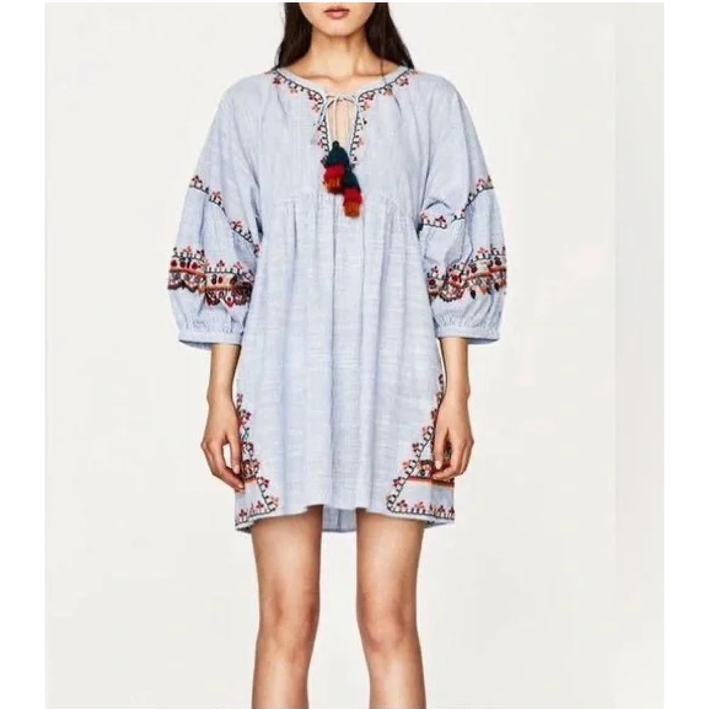Zara Trafaluc Collection Embroidered Dress Size Small